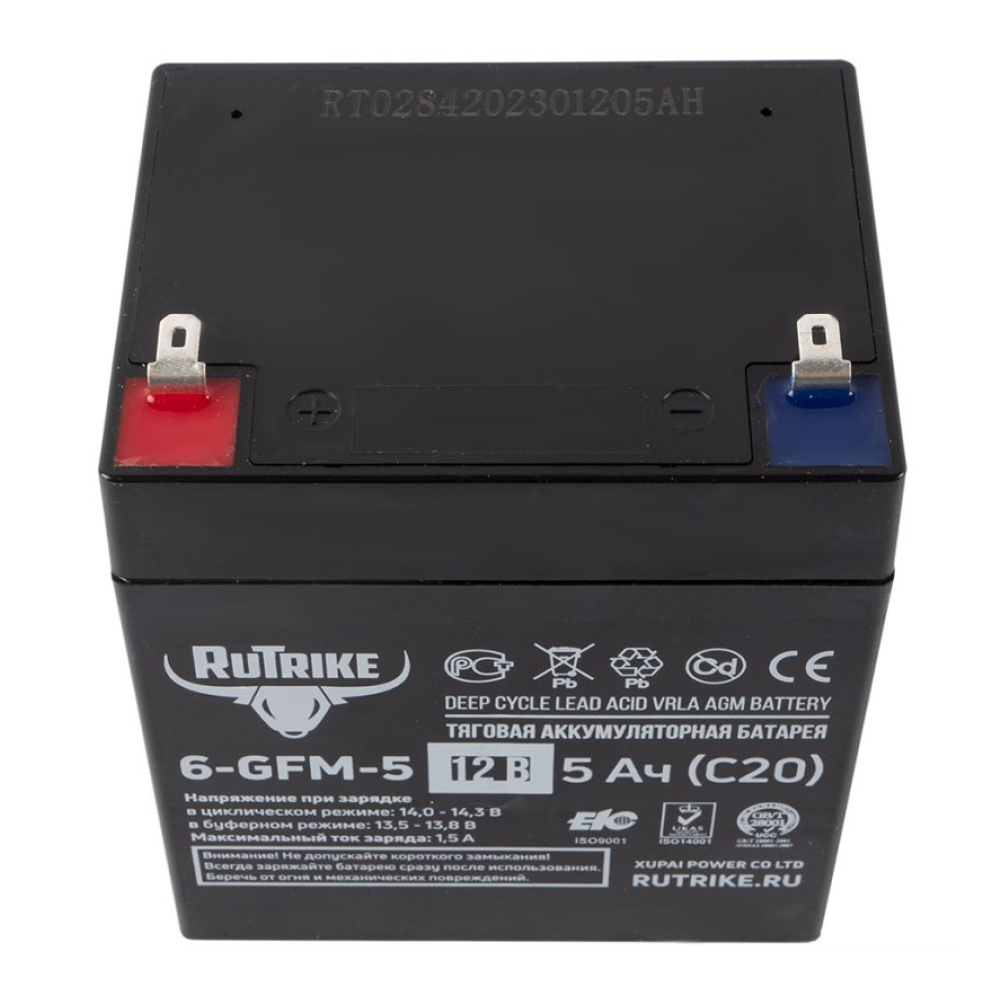 Купить тяговый аккумулятор RuTrike 6-GFM-5 (12V5A/H C20) в Тольятти по цене  1000 руб. - Официальный сайт Elektro-mall