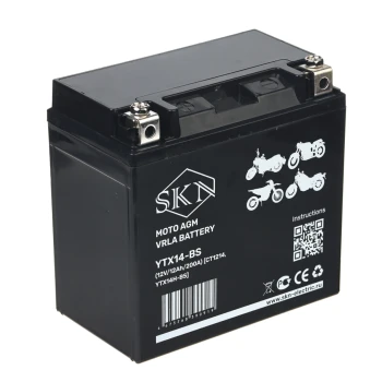 Аккумулятор стартерный для мототехники SKN YTX14L-BS (12V/12Ah/200А) [CT1214, YB14L-A2]	